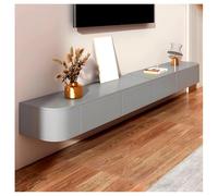 Meuble TV Mural Flottant, avec Tiroirs De Rangement, Fond Creux, Étagère TV en Bois Massif Blanc, Meuble De Divertissement Moderne, pour Salon Et Chambre(Grey,280cm)
