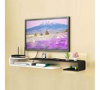 Meuble TV mural flottant et bibliothèque - Étagère de rangement élégante pour salon et chambre à coucher, peut contenir un décodeur et un routeur, une console multimédia en noir et blanc (150-155 cm)