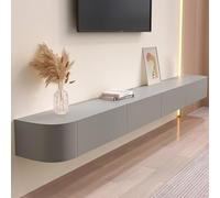 Meuble TV mural flottant - Grande unité de rangement pour salon disponible en 120/180/240/300 cm, finition grise élégante, banc TV parfait avec portes (300 x 20 x 24 cm)