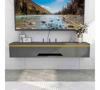Meuble TV mural flottant moderne avec porte rabattable, meuble de rangement console multimédia élégant pour salon et chambre à coucher, design élégant et grand espace de rangement