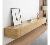 Meuble TV mural flottant moderne avec rangement 2 portes et tiroir Meuble TV élégant pour salon, chambre à coucher, salle à manger - 260 x 24 x 20 cm étagères en bois