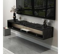 Meuble TV Mural Flottant Moderne, Console multimédia, Centre de Divertissement en Bois Multicolore avec Porte de Rangement pour Salon/Chambre (80 x 23 x 20,2 cm)