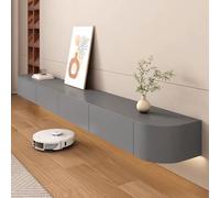 Meuble TV mural flottant multifonction avec rangement - Meuble TV élégant en bois pour salon et chambre à coucher Finition grise 280 cm Design compact