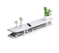 Meuble TV mural flottant multifonctionnel pour salon et chambre à coucher, armoire de rangement de grande capacité avec cloison creuse, panneau artificiel sans peinture, blanc, 152,4 x 50,8 cm