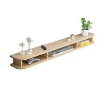 Meuble TV mural flottant multifonctionnel pour salon et chambre à coucher, armoire de rangement de grande capacité avec cloison creuse, panneau artificiel sans peinture (laiton, 140x)