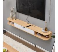 Meuble TV mural flottant pour salon, console multimédia, meuble TV flottant moderne, meuble multimédia mural avec rangement, console multimédia en bois avec tiroirs pour salon/chambre, finit