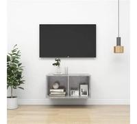 Meuble TV mural Gris béton 37x37x72 cm Bois d'ingénierie