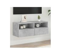 Meuble TV mural gris béton 80x30x30 cm bois d'ingénierie836874