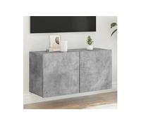 vidaXL Meuble TV Mural, Armoire de Télévision Suspendue avec Rangement, Meuble Télé Flottant Salle de Séjour, Moderne, Gris Béton Bois d'Ingénierie
