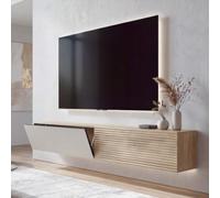 Meuble TV Mural HWC-Q84, Finition mélaminée 30x160x30cm - Aspect chêne