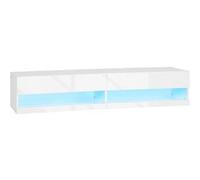 Meubles TV Homcom Meuble TV mural LED - banc TV flottant - 2 portes battantes - dim. 150L x 40l x 30H cm - blanc laqué