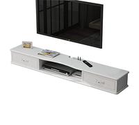 Meuble TV Mural MDF Meuble TV Flottant avec Trou de Câble, Centre de Divertissement Flottant avec 2 Tiroirs, Étagère de Rangement Murale pour Console Média pour Salon Chambre, 2 Couleurs/100Cm Family
