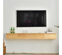 Meuble TV Mural Meuble TV Flottant - Étagère TV Murale de 140 cm avec 2 Tiroirs, Console Média en Bois Centre de Divertissement sous TV, Étagère de Stockage Multimédia de 55,1 Pouces pour la Maison et