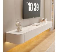 Meuble TV mural - Meuble TV flottant multifonctionnel et étagère en bois pour le salon et la chambre à coucher - Blanc ardoise, 260 cm, design élégant et peu encombrant