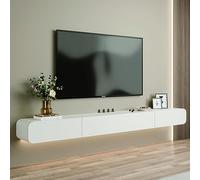 Meuble TV Mural - Meuble TV Suspendu - Meuble TV Flottant En Bois Massif 120/160 Cm, Console Multimédia Murale Avec 2 Tiroirs, Étagère TV Suspendue, Meuble TV Pour Centre De Divertissement(Weiß,120X24