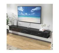 Meuble TV mural mobile avec rangement, différentes tailles pour salon et chambre à coucher, texture noire (200 x 22 x 20 cm)