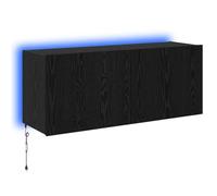Meuble TV Mural Moderne avec éclairage LED Chic 100 x 35 x 41 cm en Bois d'ingénierie Noir 02_0054534