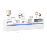 Meuble TV Mural Moderne avec Éclairage LED RGB, Armoire Télé Murale Blanche en Bois d'Ingénierie 180 cm, Rangement Multimédia pour Salon et Salle à Manger, Design Épuré sans Encombrement au Sol
