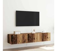 Meuble TV Mural Moderne avec LED RGB, Étagère Murale Salon en Bois Ancien 80 cm, Support Télévision Espace Réduit, Armoire Murale Design pour Home Cinéma et Séjour Contemporain