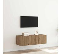 Meuble TV Mural Moderne avec LED RGB, Meuble de Rangement pour Salon, Étagère Murale en Chêne Artisanal 100x35x31 cm, Installation Murale pour Téléviseur