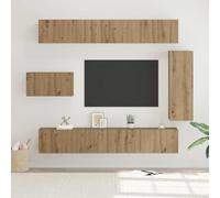 Meuble TV Mural Moderne avec Portes Réversibles et Finition Mate - Rangement Étagères pour Salon Économiseur d'Espace - Panneaux Bois d'Ingénierie Robuste