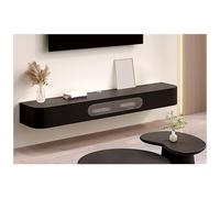 Meuble TV mural moderne avec tiroirs - Console TV élégante en bois pour le salon - Étagère de rangement élégante pour TV - Noir (180 x 24 x 20 cm)