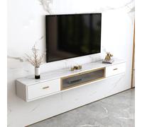 Meuble TV mural moderne, console multimédia flottante avec rangement, centre de divertissement élégant pour salon et bureau, design peu encombrant (blanc, 120 x 24 x 20 cm)