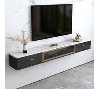 Meuble TV mural moderne, console multimédia flottante avec rangement, petit centre de divertissement pour salon et bureau (Néro, 150 x 24 x 20 cm)