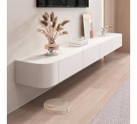 Meuble TV mural moderne en bois massif avec rangement multimédia pour salon et chambre à coucher Finition blanche 280 cm Centre de divertissement élégant et fonctionnel