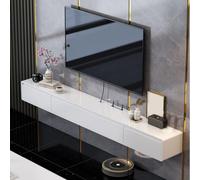 Meuble TV mural moderne flottant avec portes, grand espace de rangement, meuble TV de 220 cm pour le salon