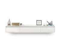 Meuble TV mural moderne - Meuble TV flottant de 220 cm avec 2 tiroirs et étagères, centre de divertissement élégant pour salon et bureau, grande console multimédia de rangement