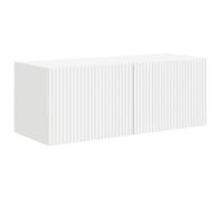Meuble TV mural moderne - vidaXL - Blanc - Bois d'ingénierie - 78,5x31x29,5 cm - 1 porte pivotante - 2 étagères
