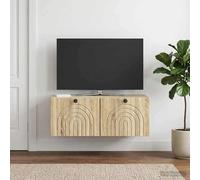 vidaXL Meuble TV mural Montage mural Blanc brillant 98 x 41 x 30 cm