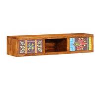 vidaXL Meuble TV mural G – Multicolore, Bois massif d'acacia, 100x30x22