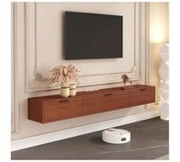 Meuble TV Mural Suspendu, Meuble TV Bas en Bois Massif, Rangement sous Le Téléviseur, Console Multimédia Moderne avec Passe-câbles pour Salon Ou Chambre(Rosso,160x22x21 cm)