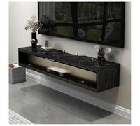 Meuble TV Mural Suspendu, Meuble TV Console Moderne avec Rangement, Meuble Multimédia en Bois avec Portes Abattantes, pour Salon Ou Chambre(Zwart,80x23x20.2 cm)