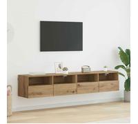Meuble TV mural - VIDAXL - 80 x 30 x 30 cm - Chêne artisanal - 4 portes - Lot de 2