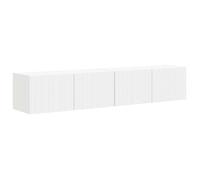 Meuble TV mural - vidaXL - Blanc - Bois d'ingénierie - 78,5x31x29,5 cm - 2 portes - 4 étagères - Entretien facile