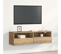 Meuble Tv Mural Vidaxl En Chêne Artisanal 100x30x30 Cm En Bois D'ingénierie