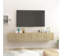 Meuble TV Murale 3 Pièces en Chêne Sonoma 60x30x30 cm, Étagère Murale Moderne pour Salon, Bibliothèque et Salle à Manger, Design Épuré avec 6 Compartiments de Rangement, Charge Max 60 kg