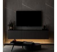 Hanah Home – Meuble TV suspendu NEON en aggloméré Anthracite 160 x 35 x 32 cm