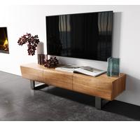 Meuble - TV New Live-Edge 145 cm acacia naturel 3 portes patin inox brossé
