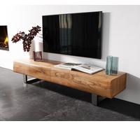 Meuble - TV New Live-Edge 175 cm acacia naturel 4 portes patin inox brossé