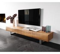 Meuble TV New Live-Edge 200 cm acacia naturel 4 portes patin inox brossé