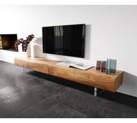 Meuble -TV New Live-Edge 240 cm acacia naturel 4 tiroirs pied acrylique