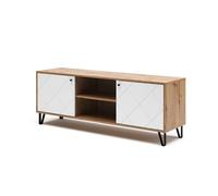 Vicco Meuble TV Nizza, Chêne Artisan, 150x55.2cm, pour Une Utilisation comme Surface de Rangement à côté du lit