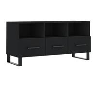 Meuble TV, noir, 102 x 36 x 50 cm, en bois et fer, support de haut-parleur moderne, pour salon, durable et peu encombrant