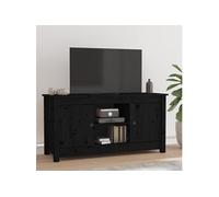 vidaXL Meuble TV Noir 103x36,5x52 cm Bois de pin massif