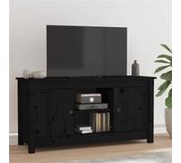Meuble TV Noir 103x36,5x52 cm Bois de pin massif Noir G
