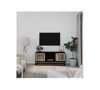 Meuble TV noir 105x30x45 cm bois d'ingénierie et fer352098